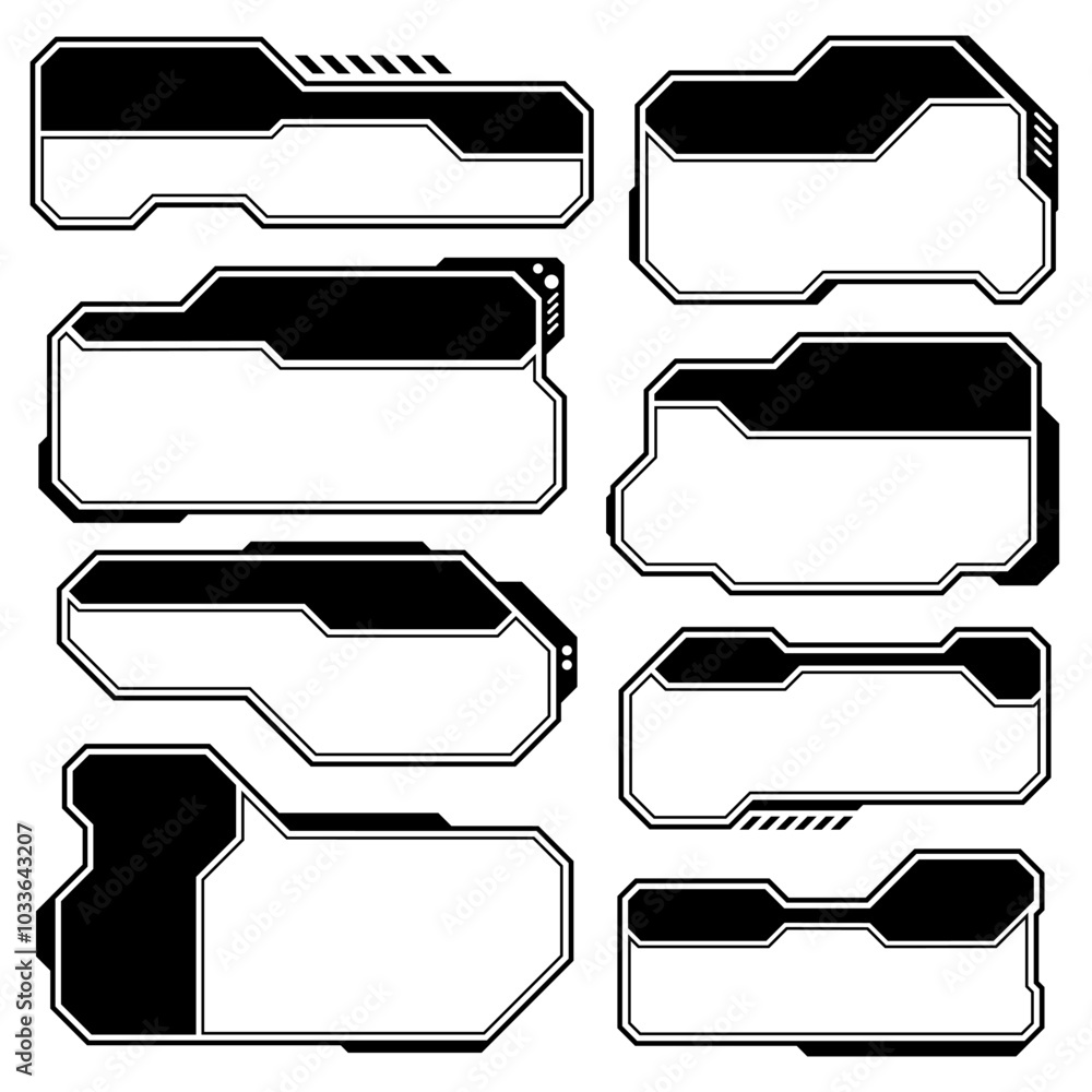Poster futuristic set hi tech frame cyberpunk style design element. technology hud sci-fi square shape desi