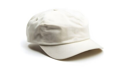 Fototapeta premium white canvas fabric cap isolated on white background. 