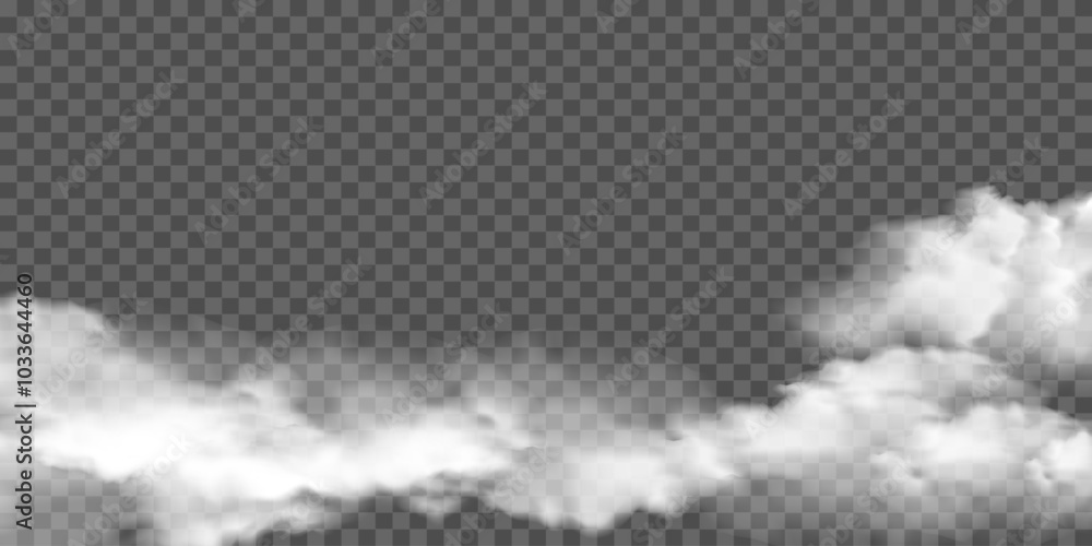 Wall mural realistic white fog or smoke overlay effect on a transparent background