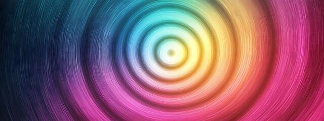 Abstract circular background with pink, blue, and yellow colors.