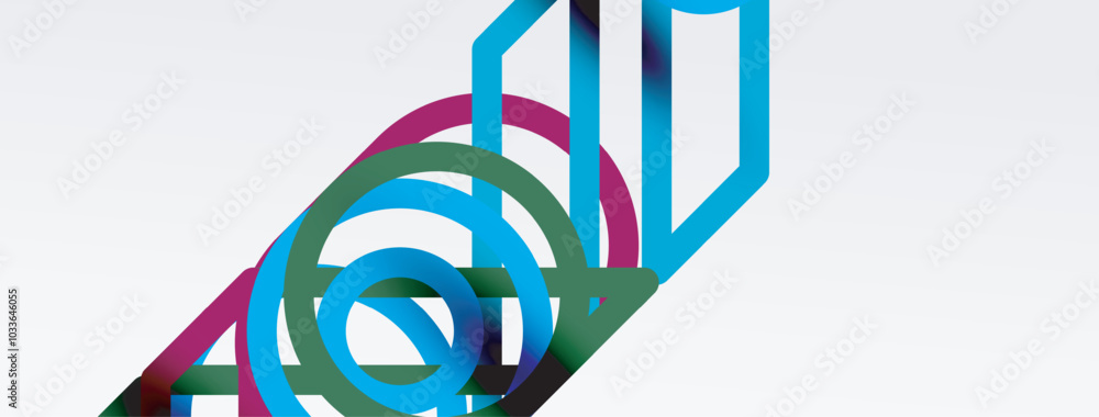 Poster abstract background - colorful circle lines technology or business digital template
