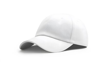 Fototapeta premium white canvas fabric cap isolated on white background. 