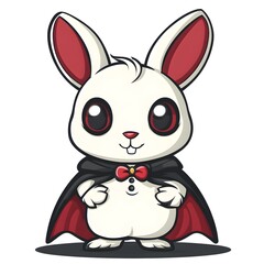 Cute Bunny Vampire Cartoon Character Halloween Costume Illustration