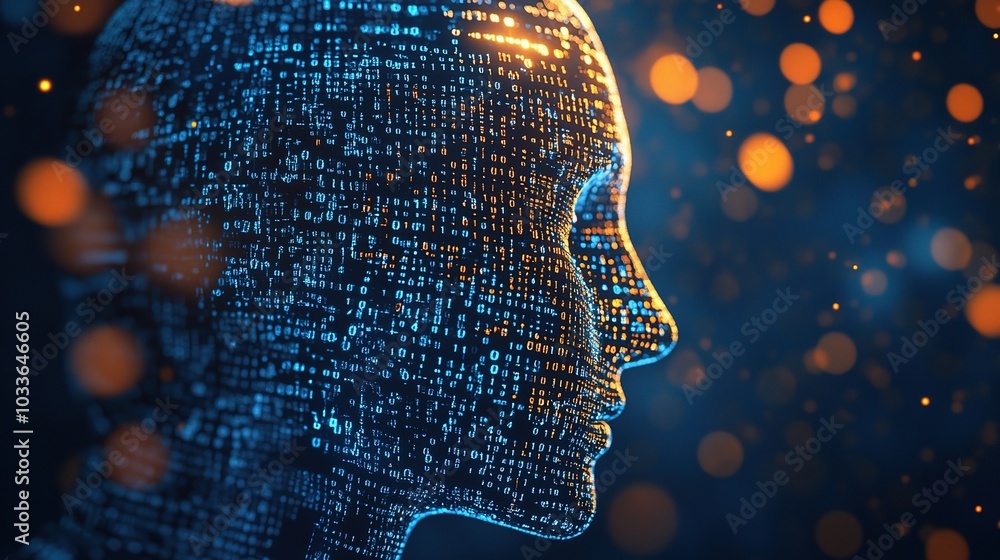 Poster digital avatar representing data and technology