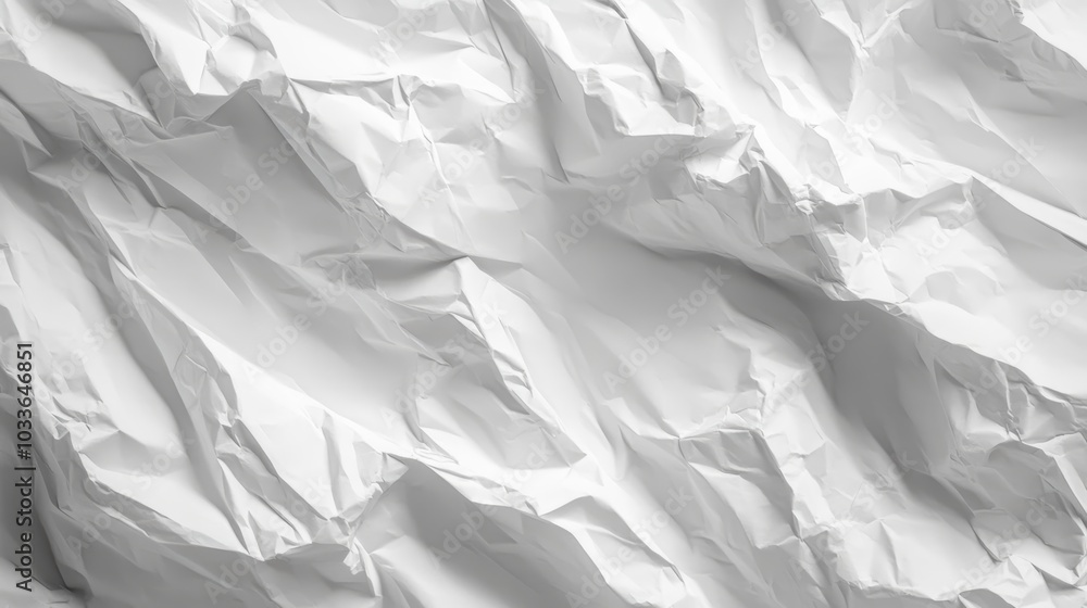 Poster white crumpled paper texture background, abstract and versatile design element