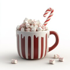 Hot Chocolate with Marshmallows and Candy Cane