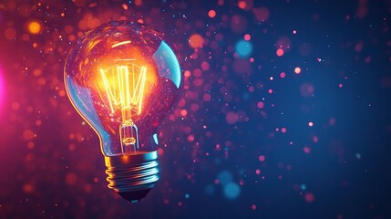Vibrant Light Bulb with Colorful Bokeh Background