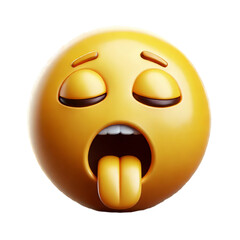 Fototapeta premium Yawning 3D Emoji Face with Closed Eyes on Transparent Background