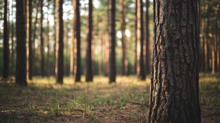 Enchanting forest vista, a captivating tapestry of towering trees and verdant splendor
