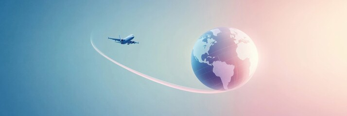 A globe with a plane flying around it, leaving a trail that represents the excitement and freedom...