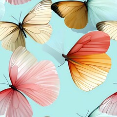 A vibrant design featuring various colorful butterflies against a soft blue background, showcasing elegance and nature&rsquo;s beauty.