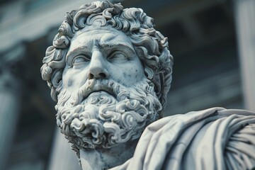 Fototapeta premium The Statue of Zeus at Olympia, one of the Seven Wonders of the Ancient World, is a magnificent representation of the Greek god Zeus. Crafted by the renowned sculptor Phidias, this colossal statue stan