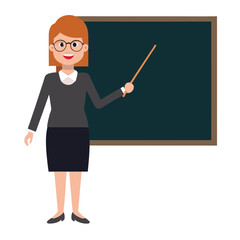 teacher in front of blackboard