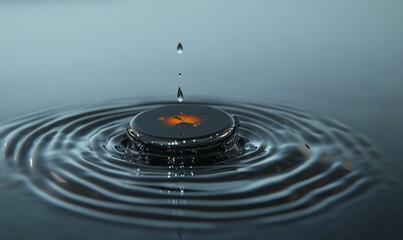 A watch submerged in water with ripples.
