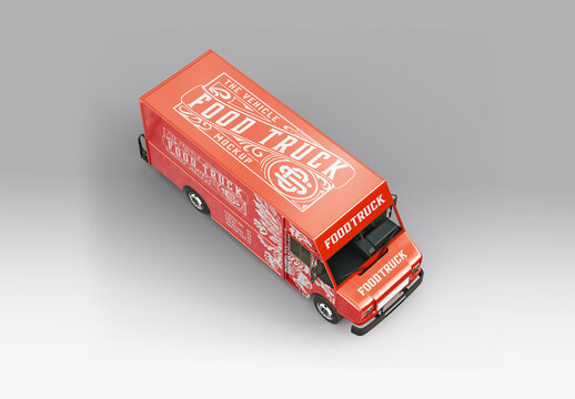 Food Truck Step Van Mockup