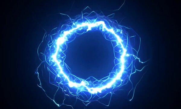 A blue circle with lightning bolts