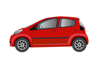 Véhicule de collection, de couleur rouge, de profil  © guitou60