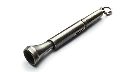 Metal whistle isolated on white. 