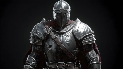 Fototapeta premium A medieval warrior dressed in iron armor, ready for battle. -