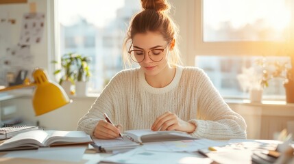 Young Entrepreneur Working on New Project in Bright Space