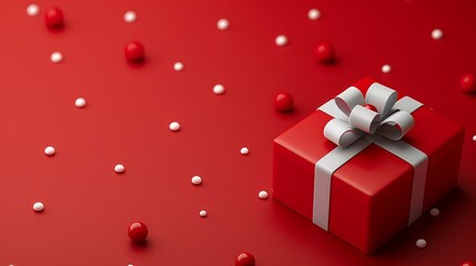 Obraz premium 3D Christmas Gift Box with Bow and Colorful Ornaments