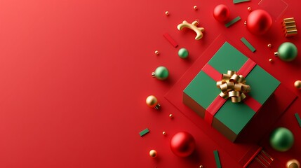 3D Christmas Gift Box with Decorative Elements