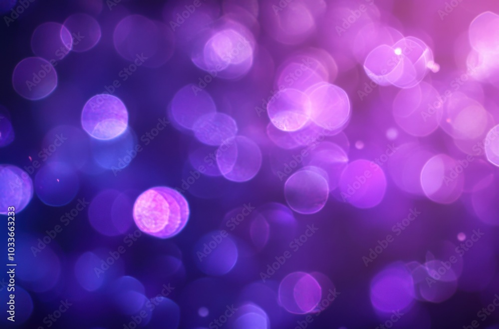 Poster abstract purple and blue bokeh lights background with space for text, festive concept.