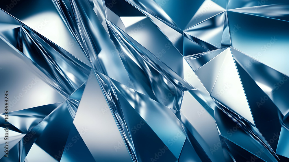 Aufkleber abstract background with sharp geometric shapes and light-reflecting metallic strips -