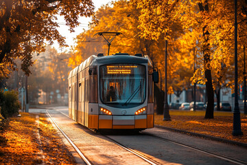 Obraz premium Travel in the fall created with generative AI technology