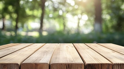 Empty wood table with a blurred wooden background, perfect for rustic or natural-themed product presentations with a warm, organic feel.