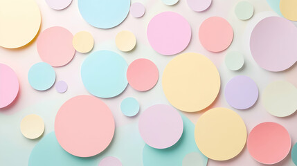Aesthetic pastel background with colorful paper circles and dots, ideal for a web banner template -