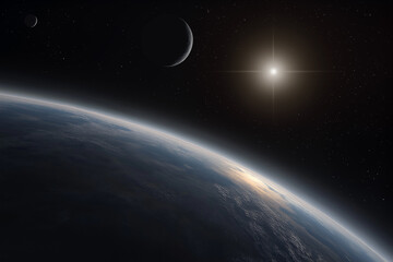Obraz premium Illustration d'une exoplanète évoluant dans la zone habitable d'une étoile blanche et chaude de classe F