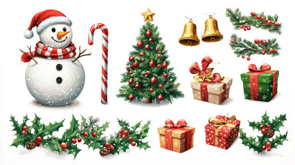 set of christmas elements for editing
