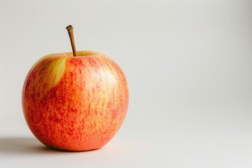 A Crisp and Vibrant Red Apple Presented Against a White Background Perfect for Healthy Living Lifestyle Promotions and Organic Food Advertisements