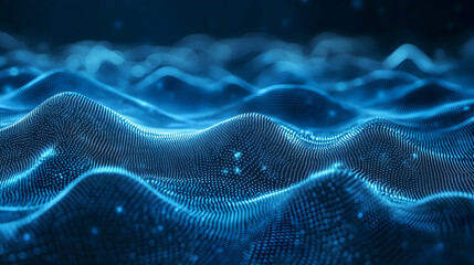 Blue tech background with digital waves and neural connections in a futuristic theme -