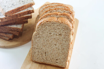 loaf of bread or whole wheat bread  , sliced bread