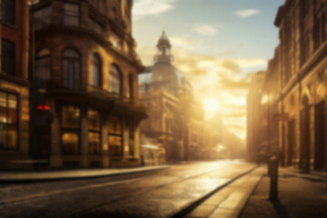 Fototapeta premium Blurred city street backdrop, natural light
