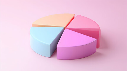Obraz premium Colorful 3D pie chart set against a solid pastel background -