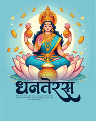 Shubh Dhanteras Banner and Greeting Card. Happy Dhanteras Hindu Festival Celebration with Text and Dhanteras Background