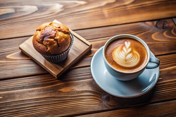 Cozy cafe breaktime with coffee and muffin