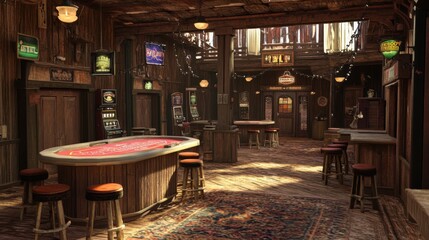Ghost Town Casino Strip with Swinging Saloon Doors and Desert Atmosphere