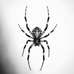Black and white illustration with a spider on a white background.