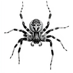 Spider close-up, isolated on a white background. 3D visualization.