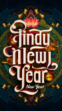Hindu nav varsh hindu New year typography 