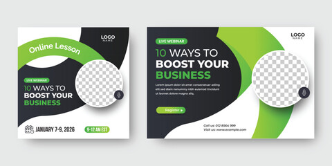 digital business marketing strategies live webinar banner invitation social media instagram post template, online conference webinar invitation social media post design