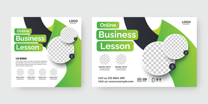 digital business marketing strategies live webinar banner invitation social media instagram post template, online conference webinar invitation social media post design