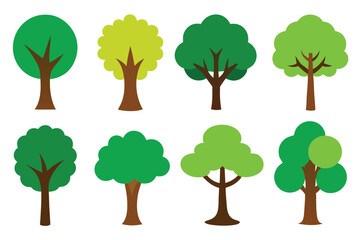 Set of tree vector Clipart on white background