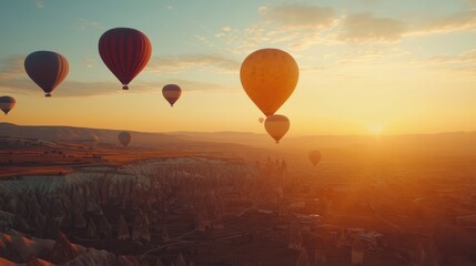 Fototapeta premium Hot Air Balloons Soaring Above Cappadocia