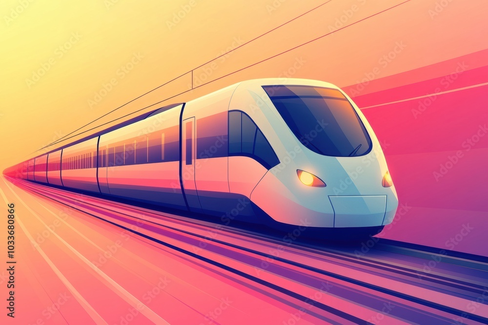 Aufkleber a simplified train icon glides effortlessly along smooth tracks, set against a colorful gradient bac