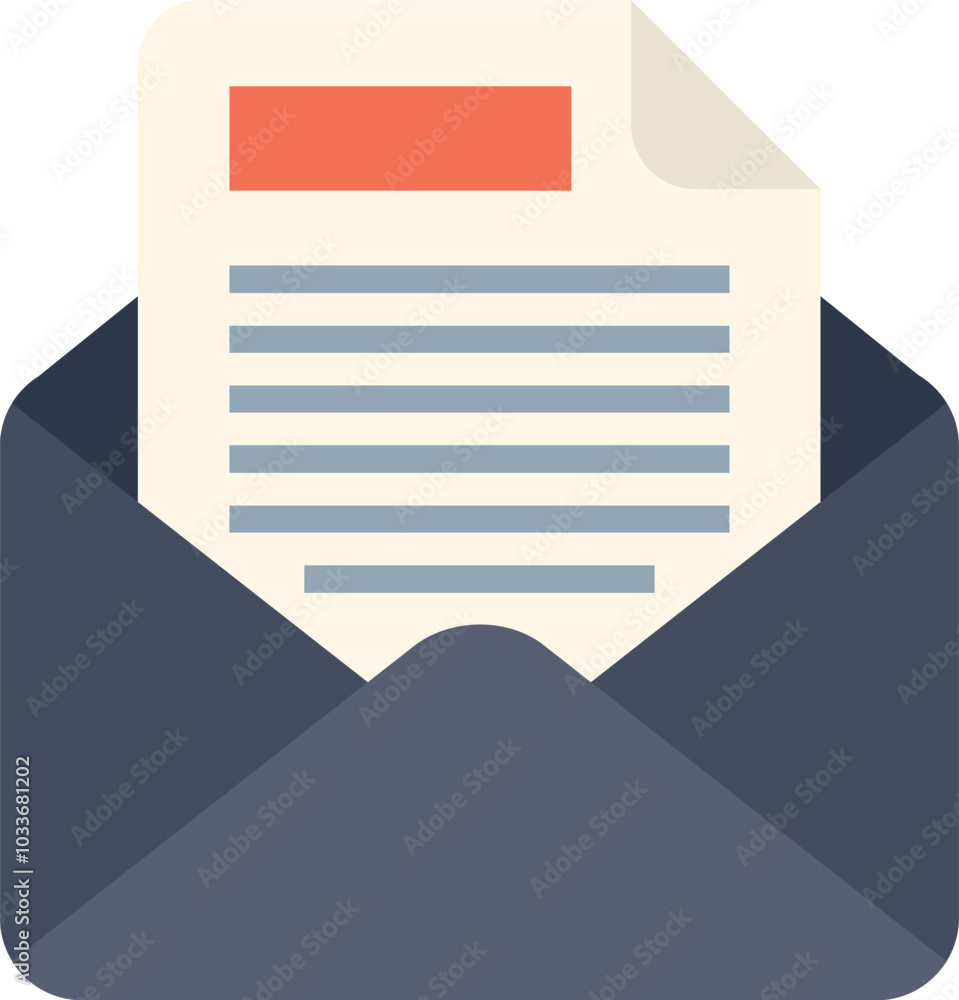 Poster simple icon of an open envelope containing a letter, symbolizing communication and messaging